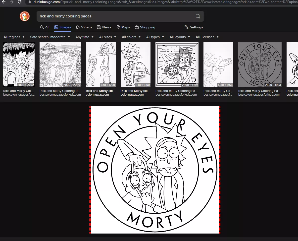 duckduckgo images search 'Rick an Morty coloring pages'